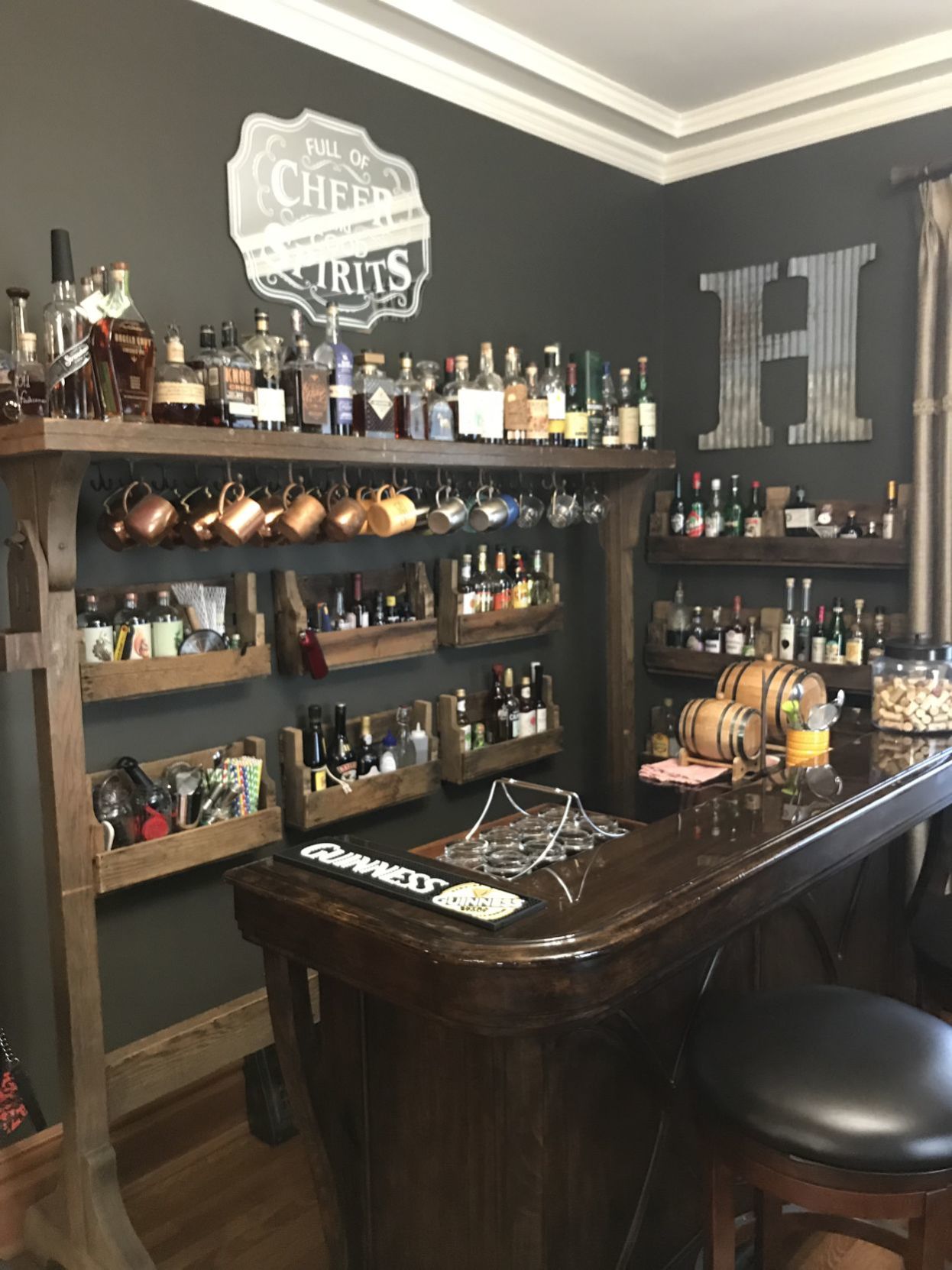 The bar in the living room